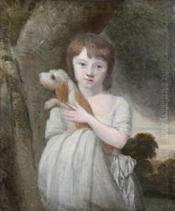 Portrait Of A Young Girl Holding A Puppy