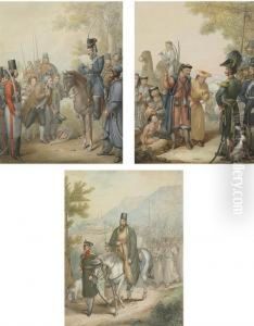 Russian Cossacks And A Supplicant by George Emmanuel Opitz
