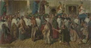 Prozessionszug Vor Einer Kirche Prozessionszug Vor Einer Kirche
