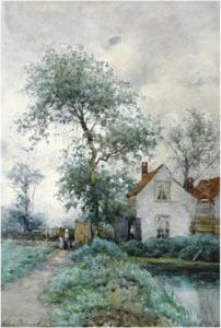 Figures Near A House In The Outskirts Of The Hague by Willem Johannes Oppenoorth