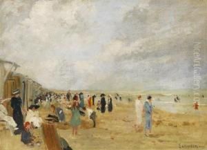 Am Badestrand Von Dieppe by Ernst Oppler