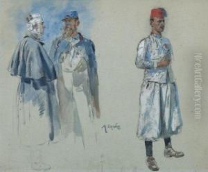 Esquisse De Poilus Et Turcos.
