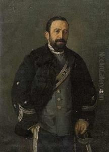 Retrato De Capitan Con Casaca De Husares De La Epoca Alfonso Xiii by Jose Ordonez Valdes