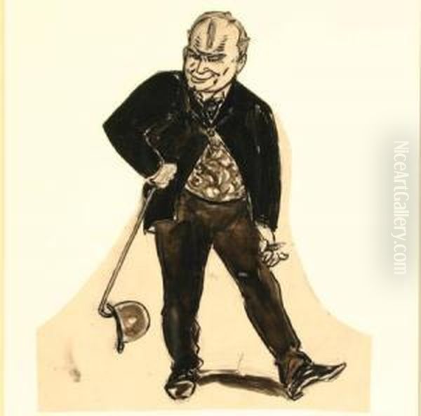 Man With Cane, Hat And Cigar - view 1