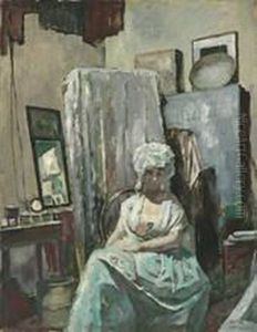 Im Atelier Bei Elektrischem Licht by Emil Orlik