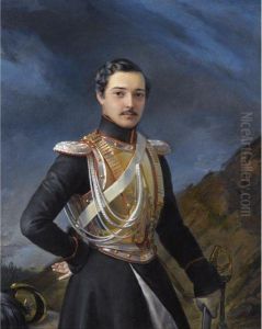 Portrait Of An Officer Said To Be Ivan Balashov by Pimen Nikitich Orlov