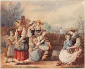 Children At Prayer by Pimen Nikitich Orlov