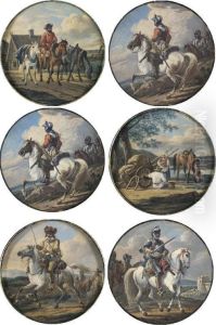 Six Roundels Depicting Horsemen