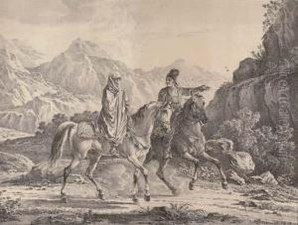 Persians: Man And Woman, On Horseback - view 1
