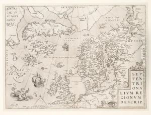 "septentrionalium Regionum Descrip". Map Of Scandinavia, Greenland, Iceland, England And The Fantasy Island "frisland". Ca. 1575 "septentrionalium Regionum Descrip". Map Of Scandinavia, Greenland, Iceland, England And The Fantasy Island "frisland". Ca. 1575