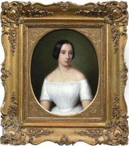 Portrait Of Ayoung Lady Wearing A White Dress by Benjamin Orth
