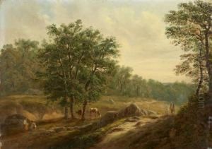 Bewaldete Landschaft Mit Hirtenstaffage by David Ortlieb