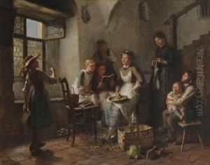 Singende Kinder Nach Schulschluss In Der Kuche by Friedrich Ortlieb