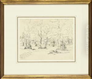 Cows In A Forest by Francois Auguste Ortmans