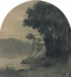Nymphe Au Bord De L'eau by Alphonse Osbert