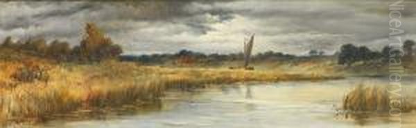 London - 1913. Stellte 1880 - 1913 U.a. In Der Royal Academy London Aus. Sign. Um 1891. Rs. Bet. "on The Bure - view 1