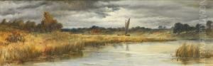 London - 1913. Stellte 1880 - 1913 U.a. In Der Royal Academy London Aus. Sign. Um 1891. Rs. Bet. "on The Bure by Emily Mary Osborn