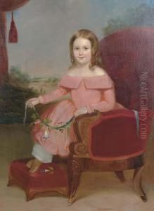 Portrait Of A Young Girl In A Red Chair by Charles Osgood