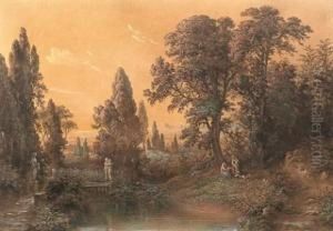 Italian Park Landscape. by Georg Osterwald