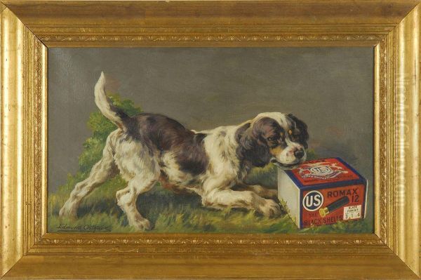 U.s. Cartridge Co. Depicting An English Setter Playing With A Box Of U.s. Ammunition Company's Romax Brand Black Powder Shells - view 1