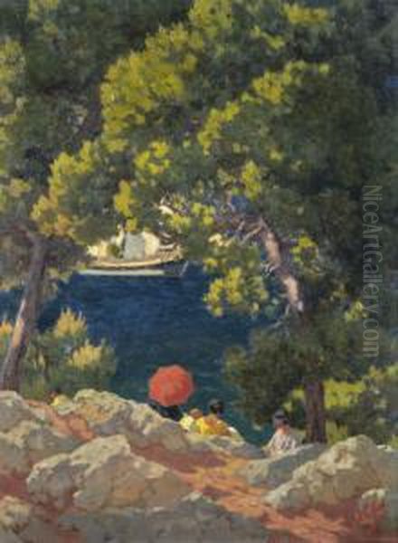 The Red Umbrella, Vrelos, Spetses - view 1