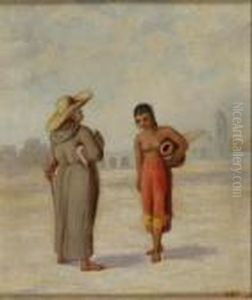Priest And California Indian Girl by George Martin Ottinger
