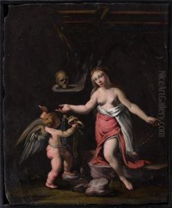 Marie-madeleine Avec Un Putto by Pasquale Ottino