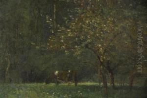 Cow In Pasture by Achille Francois Oudinot