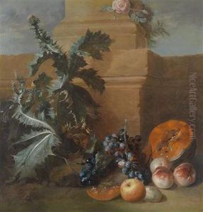 Still Life With A Flowering Thistle And Fruit