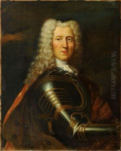 Portrait D'homme En Armure by Jean-Baptiste Oudry