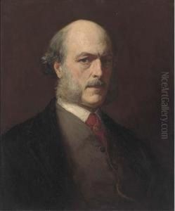 Portrait Of Sir William Frederick Pollock, Bust-length, In A Dark Coat And Red Stock by Walter William Ouless