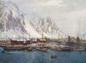 Winter In Svolvoer Harbour by Karl Ouren