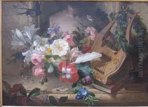 Stilleven Met Bloemen. by Alphonse A. Ouri