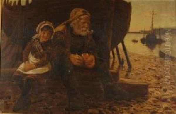 An Elderly Fisherman And A Young Girl - view 1
