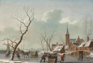 A View Of A Village In Winter