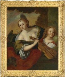 An Elegant Lady And Her Son As Personifications Of Music by Jurgen Ovens