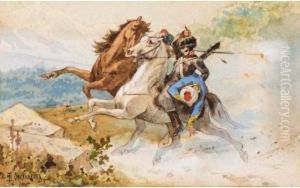 Illustration For A Poem By Lermontov by Valery Pavlovich Ovsyanikov