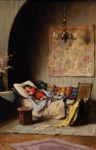 Slapend Meisje In Een Binnengezicht by David Oyens
