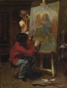 An Allegory Of Time: The Artist In His Studio by David Oyens