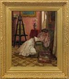 Lesende Junge Dame Im Atelier Des Kunstlers by David Oyens