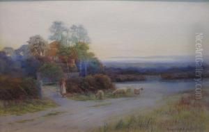 Lane Scene At Warnham, Sussex by George Oyston