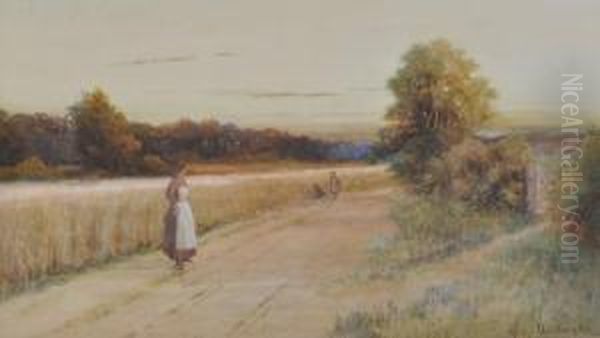 Woman And Children By A Devon Cornfield - view 1