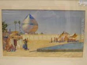 A Watercolour Of An Eastern Scene With Mosque Buildings by Peter MacGregor Wilson