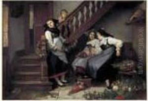 Les Bouquetieres Alsaciennes. by Camille Aflred Pabst