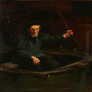 A Fisherman In A Rowboat by Hermann Pabst