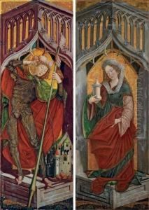St Florian Of Lorch, Left Wing From An Alterpiece (interior); And Mary Magdalene, Right Wing From An Altarpiece (interior) by Friedrich Pacher