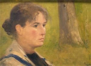 Portrait Einer Bauerin Vor Baum by Ferencz Paczka