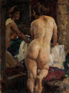 Frauenakt Vor Dem Spiegel by Paul Paede