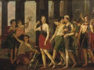 Anthia And Her Companions Leaving For A Hunting Party by Joseph Paelinck