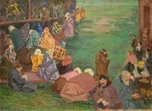 Russische Bauern Auf Marktwiese by Paul Paeschke
